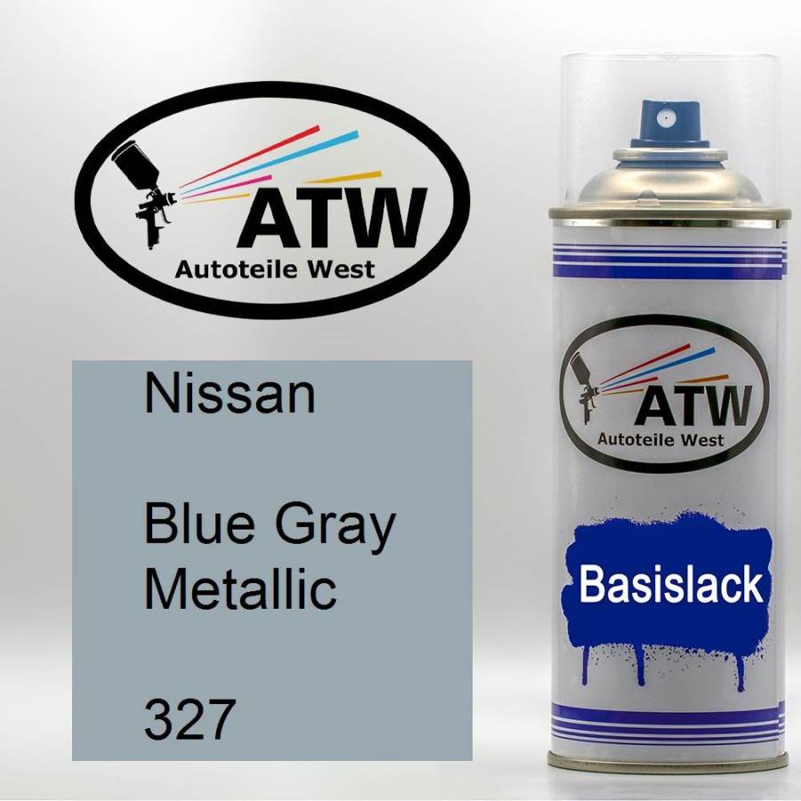 Nissan, Blue Gray Metallic, 327: 400ml Sprühdose, von ATW Autoteile West.
